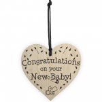 Congratulations On Your New Baby Wooden Hanging Heart Plaque