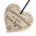 Congratulations On Your New Baby Wooden Hanging Heart Plaque