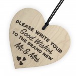 Good Wishes New Mr & Mrs Wooden Hanging Heart Wedding Sign