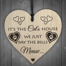 Its The Cats House Novelty Wooden Hanging Heart Plaque