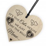 Its The Cats House Novelty Wooden Hanging Heart Plaque