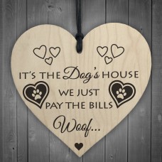 Its The Dogs House Novelty Wooden Hanging Heart Plaque