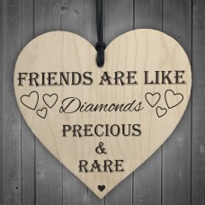 Friends Are Like Diamonds Wooden Hanging Heart Plaque