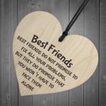 Best Friends Face Problems Together Wooden Hanging Heart Plaque