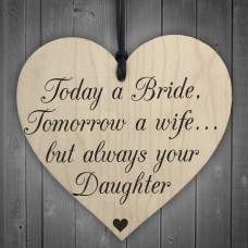 Bride Wife Daughter Wooden Hanging Heart Wedding Plaque
