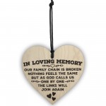 In Loving Memory Of Family Wooden Hanging Heart Memorial Plaque