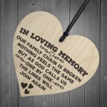 In Loving Memory Of Family Wooden Hanging Heart Memorial Plaque