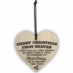 Merry Christmas From Heaven Wooden Hanging Heart Plaque