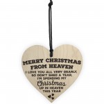 Merry Christmas From Heaven Wooden Hanging Heart Plaque