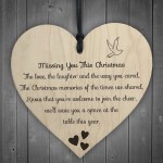 Missing You This Christmas Wooden Hanging Memorial Heart Plaque