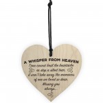 A Whisper From Heaven Wooden Hanging Heart Memorial Plaque