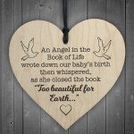 Angel Book Of Life Wooden Hanging Memorial Heart Plaque