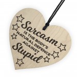 Sarcasm Against Stupid Novelty Wooden Hanging Heart Plaque